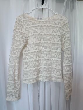 Pretty Rebellious Cream Lace Long Sleeve Top